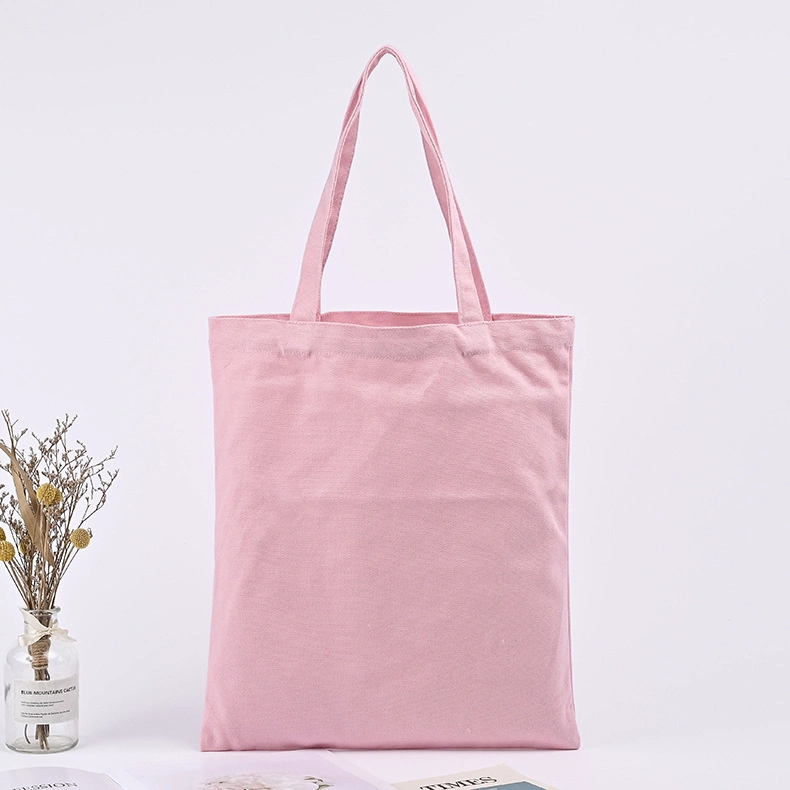 Reusable Wholesale Recycle Pink Color Simple Printing Heavy Canvas Cotton Plain Tote Bag for Shopping Custom Logo