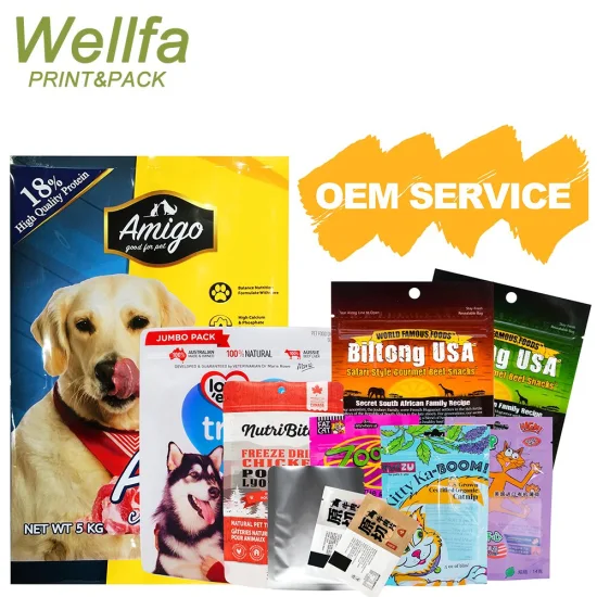 Plástico Alox Kpet Zíper resselável Impressão digital Top Ziplock Stand up Embalagem 500g Saco para animais de estimação Sacos para embalagem de alimentos para cães