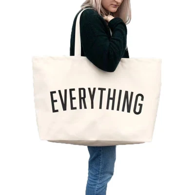 Bolsa tiracolo de lona ecológica estampada personalizada, reutilizável, durável, promocional, enorme bolsa de algodão